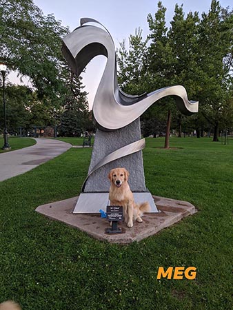 meg next to art